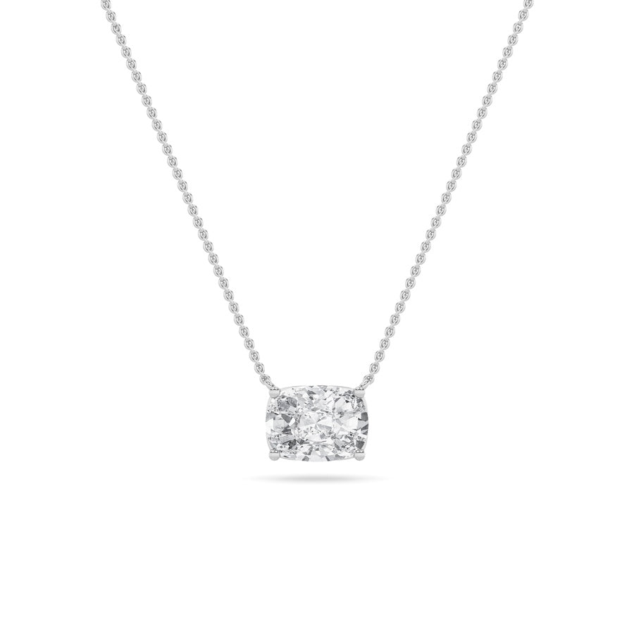 Cushion Shape East West Solitaire Necklace lab grown diamond