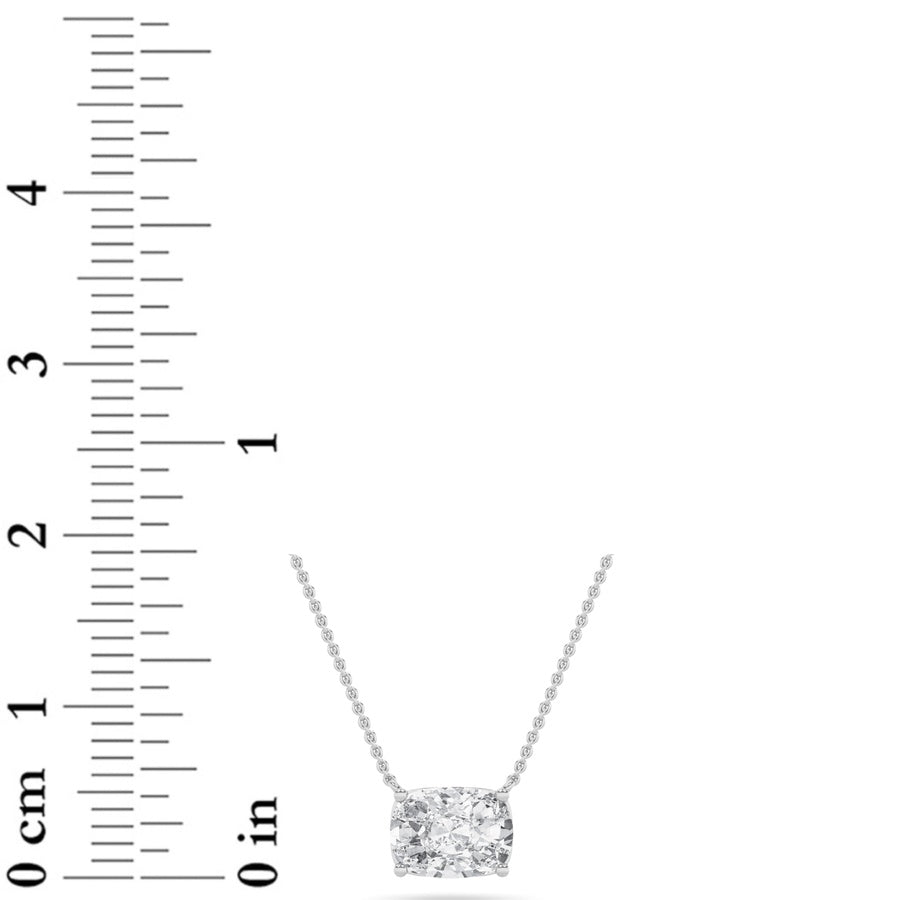 Cushion Shape East West Solitaire Necklace lab grown diamond