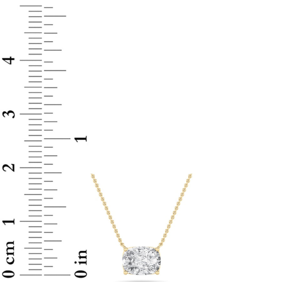 Cushion Shape East West Solitaire Necklace lab grown diamond
