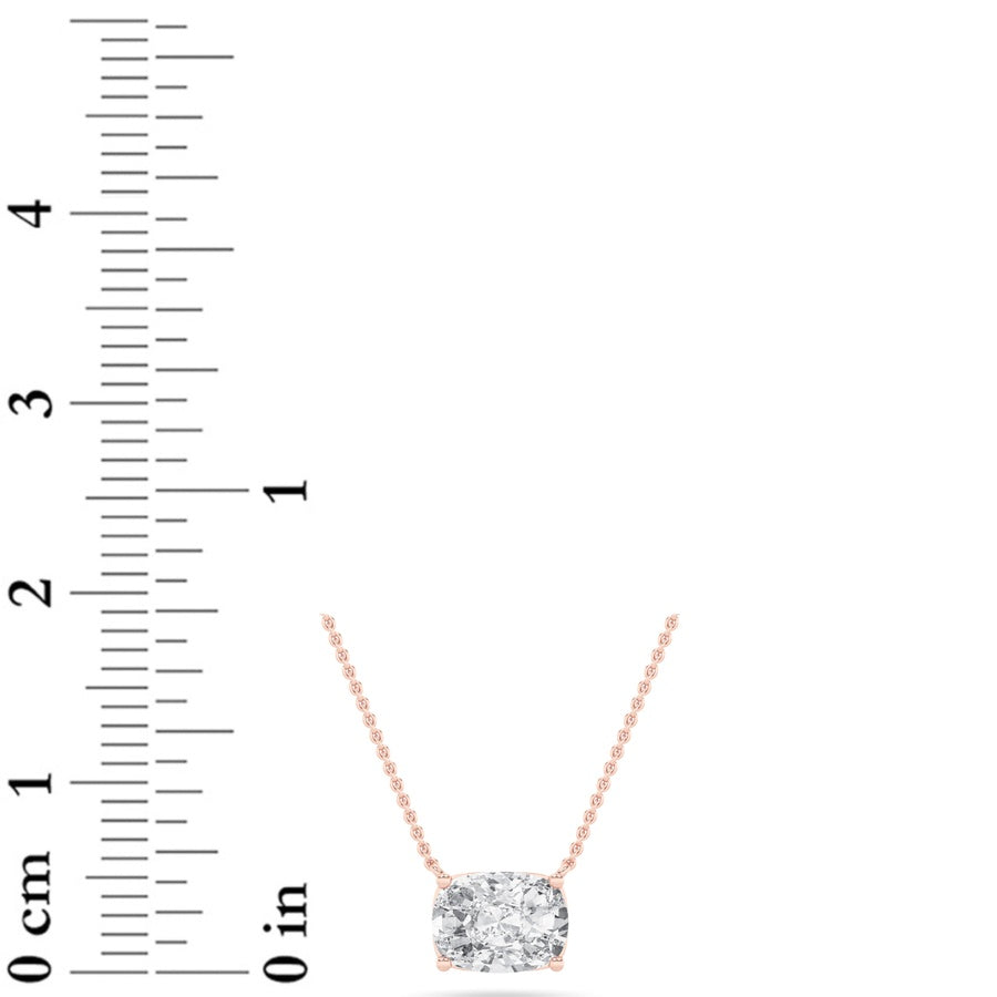 Cushion Shape East West Solitaire Necklace lab grown diamond
