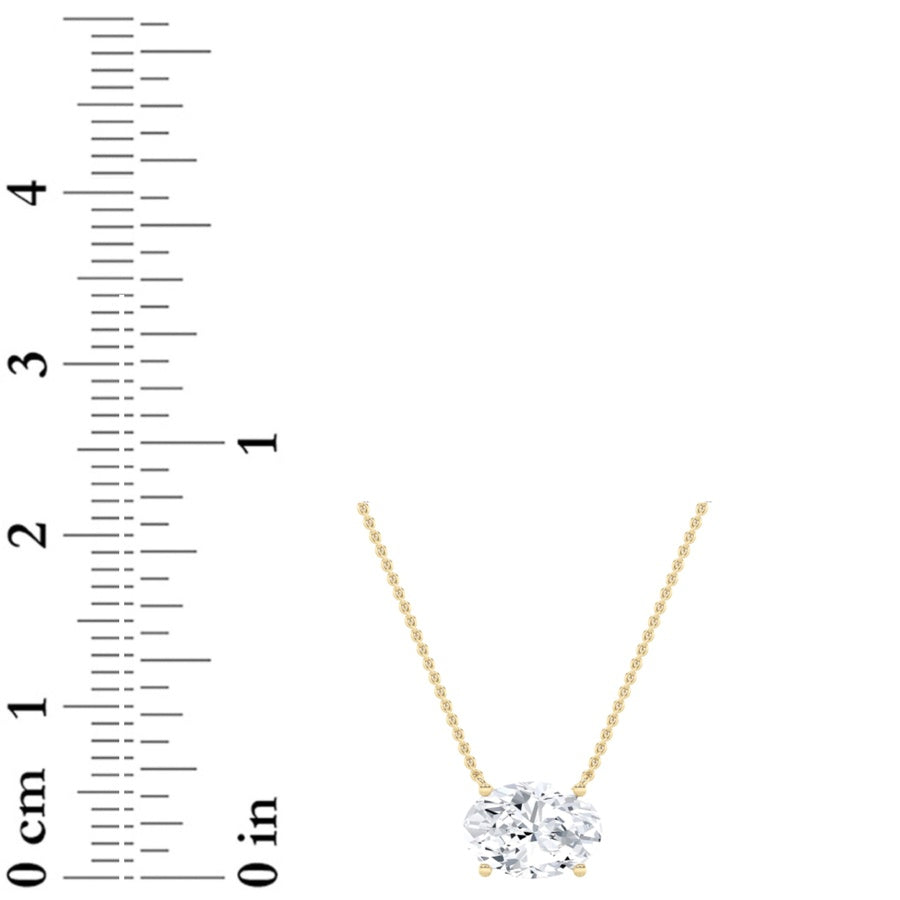 Oval Shape East West Solitaire Necklace lab grown diamond