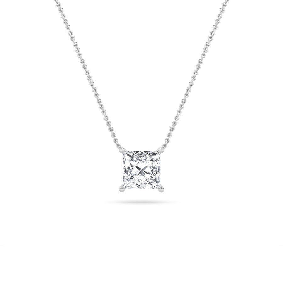 Princess Shape Solitaire Necklace lab grown diamond