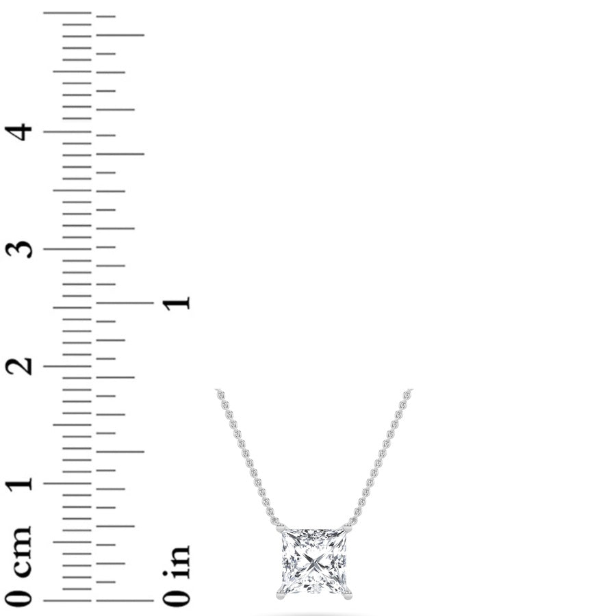 Princess Shape Solitaire Necklace lab grown diamond