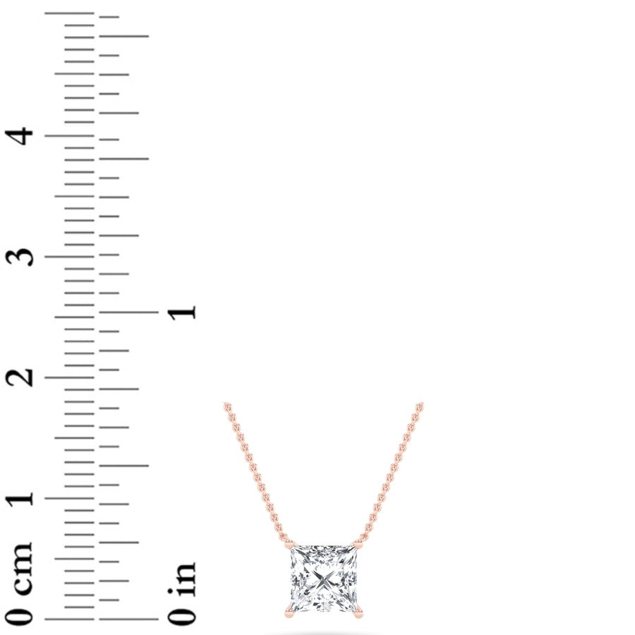 Princess Shape Solitaire Necklace lab grown diamond