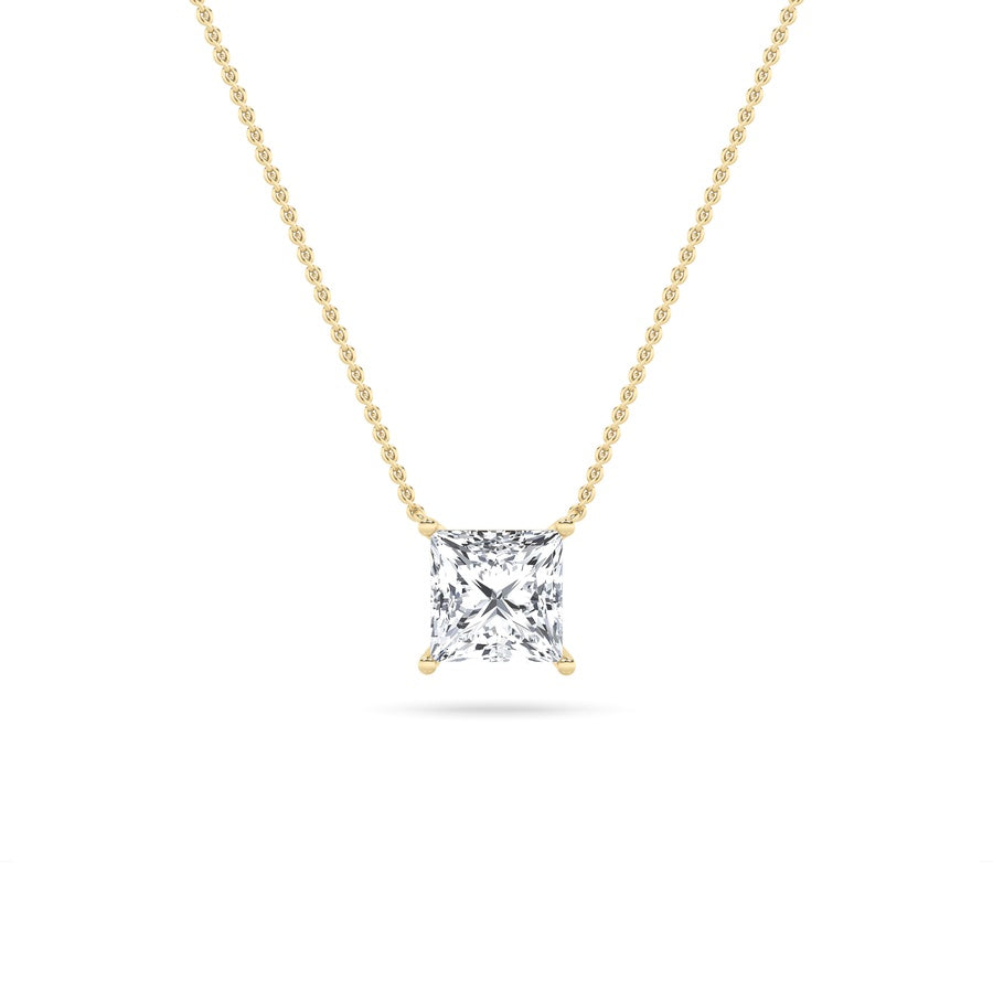 Princess Shape Solitaire Necklace lab grown diamond