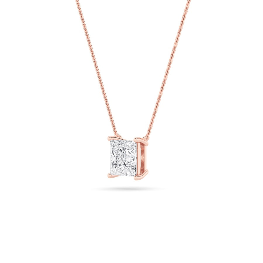 Princess Shape Solitaire Necklace lab grown diamond
