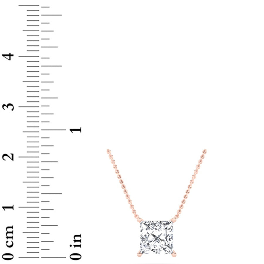 Princess Shape Solitaire Necklace lab grown diamond