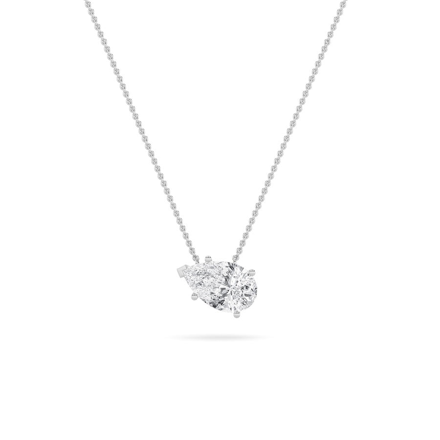 Pear Shape East West Solitaire Necklace lab grown diamond
