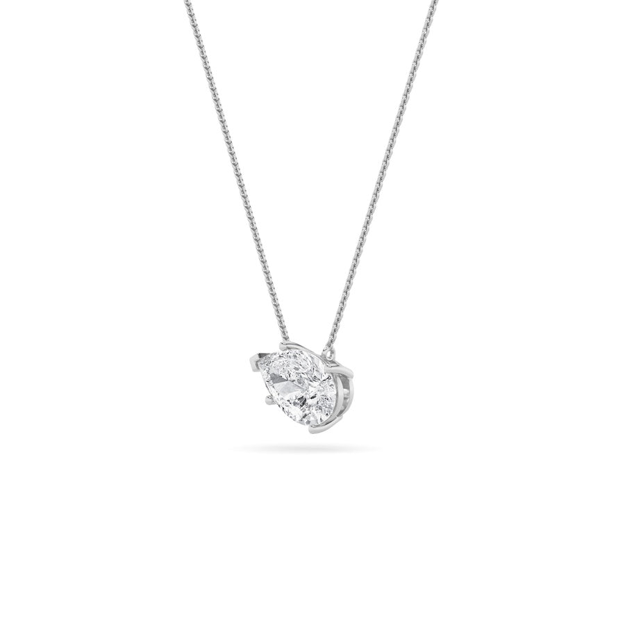 1Cttw Pear Shaped Lab Grown Diamond (F/VS) East West Solitaire Necklace in 14K Gold