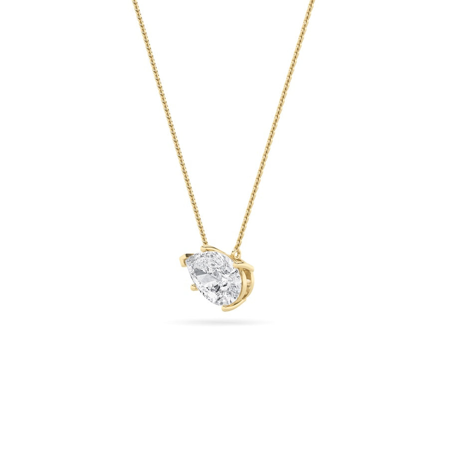 Pear Shape East West Solitaire Necklace lab grown diamond