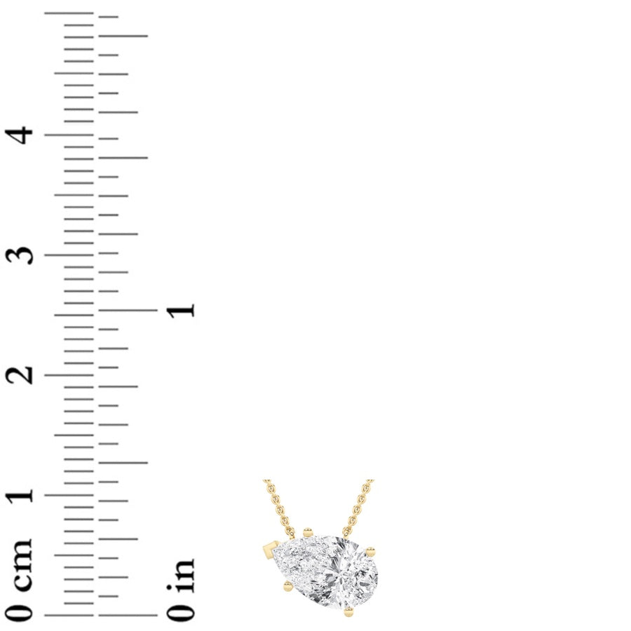 Pear Shape East West Solitaire Necklace lab grown diamond