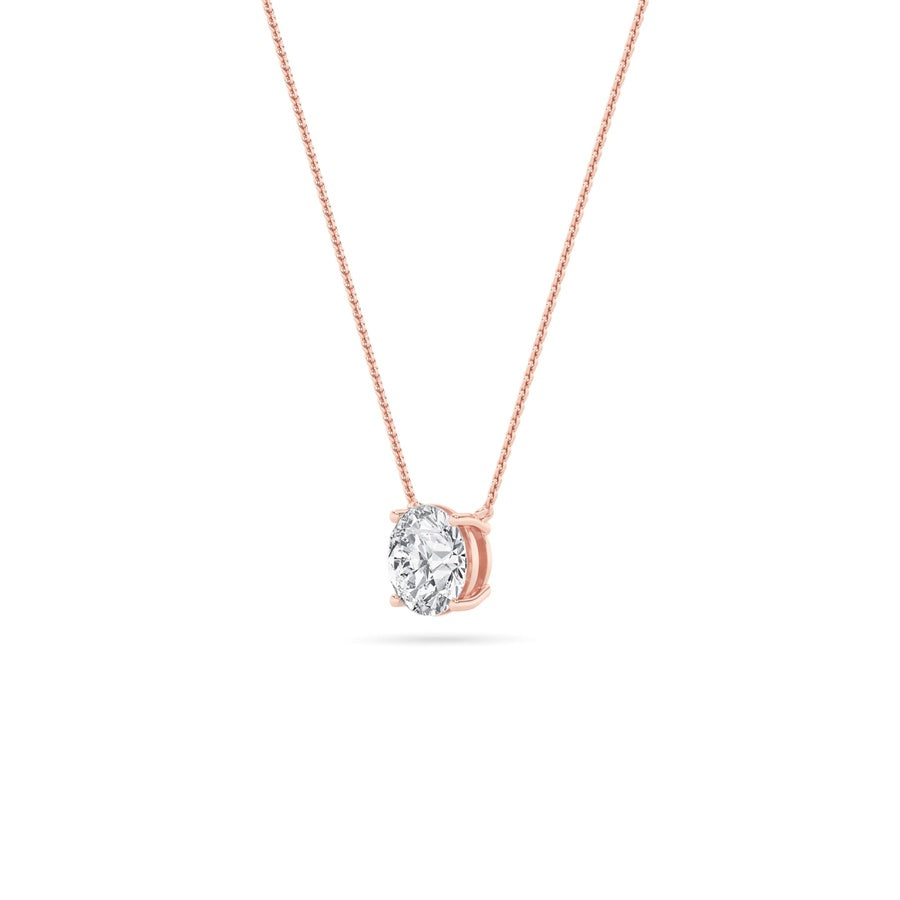 1Cttw Round Shaped Lab Grown Diamond (F/VS) Solitaire Necklace in 14K Gold