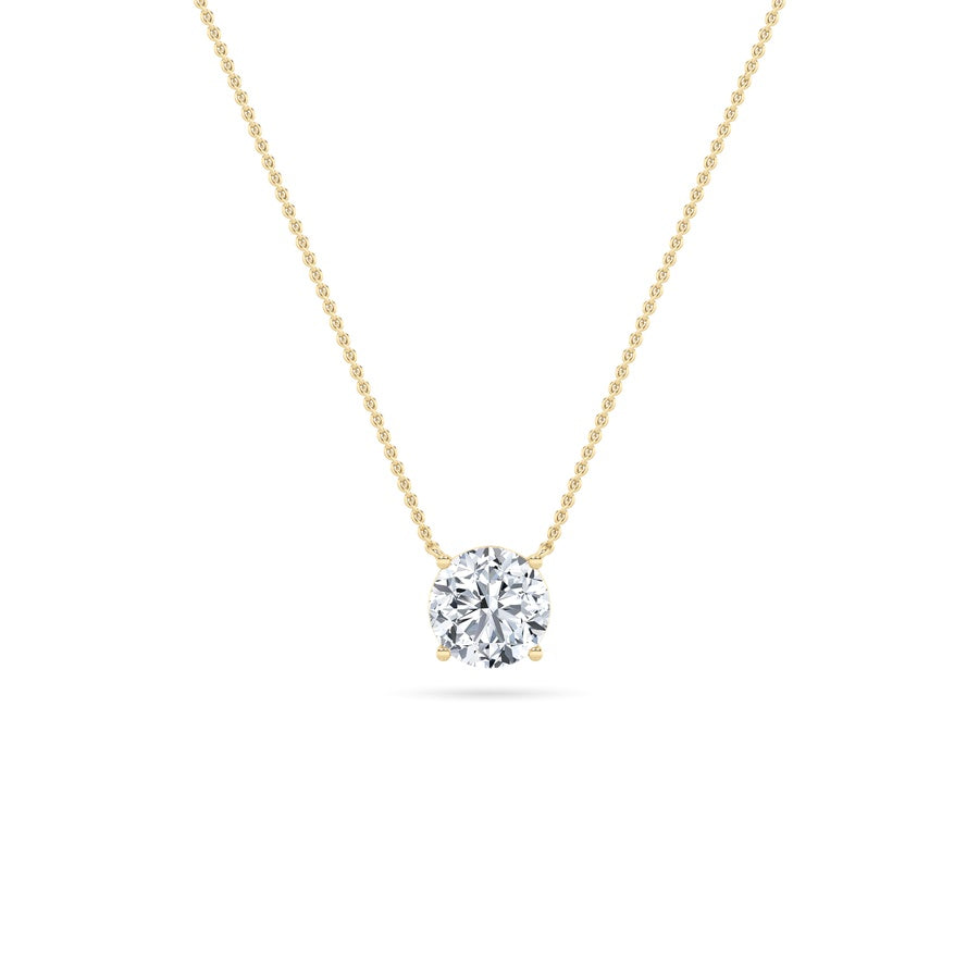 3Cttw Round Shaped Lab Grown Diamond (F/VS) Solitaire Necklace in 14K Gold