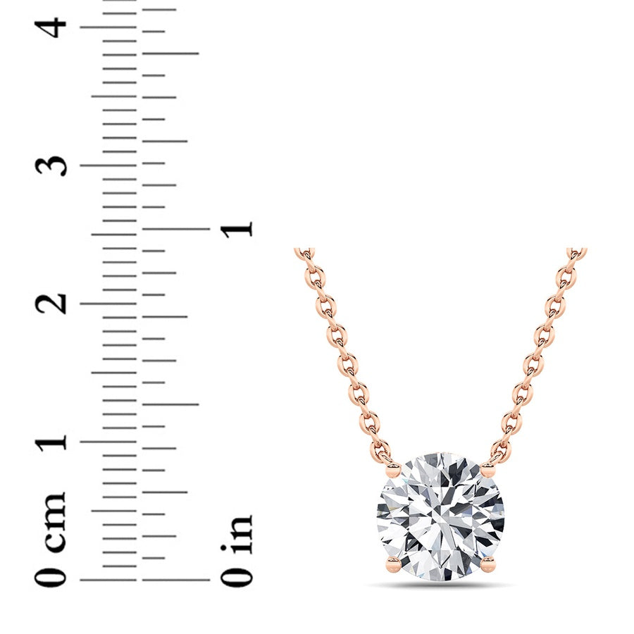 3Cttw Round Shaped Lab Grown Diamond (F/VS) Solitaire Necklace in 14K Gold