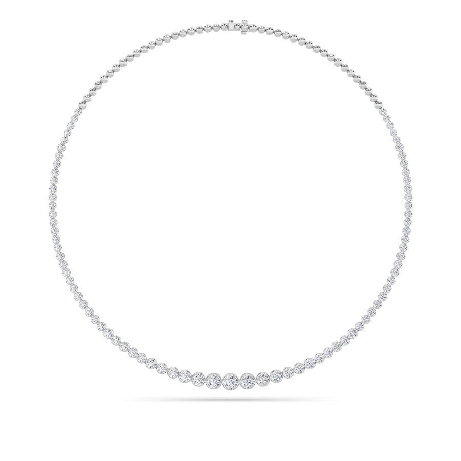 10Cttw Round Shaped Lab Grown Diamond (F/VS) Graduating Half  Riviera Necklace in 14K Gold