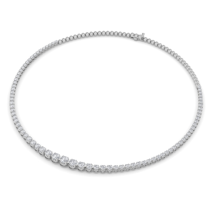 15Cttw Round Shaped Lab Grown Diamond (F/VS) Graduating Half Riviera Necklace in 14K Gold
