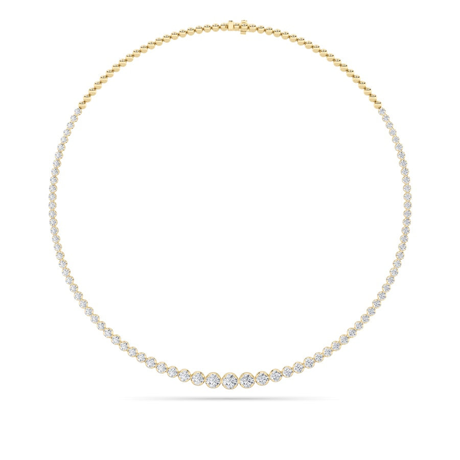 7Cttw Round Shaped Lab Grown Diamond (F/VS) Graduating Half  Riviera Necklace in 14K Gold