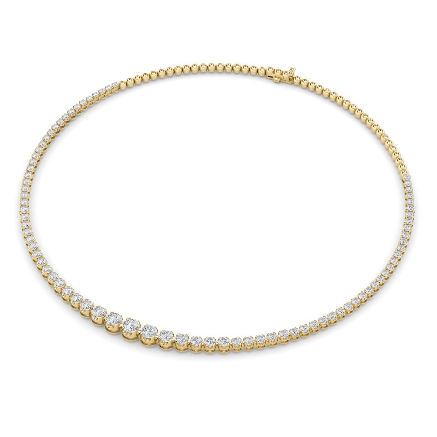 7Cttw Round Shaped Lab Grown Diamond (F/VS) Graduating Half  Riviera Necklace in 14K Gold