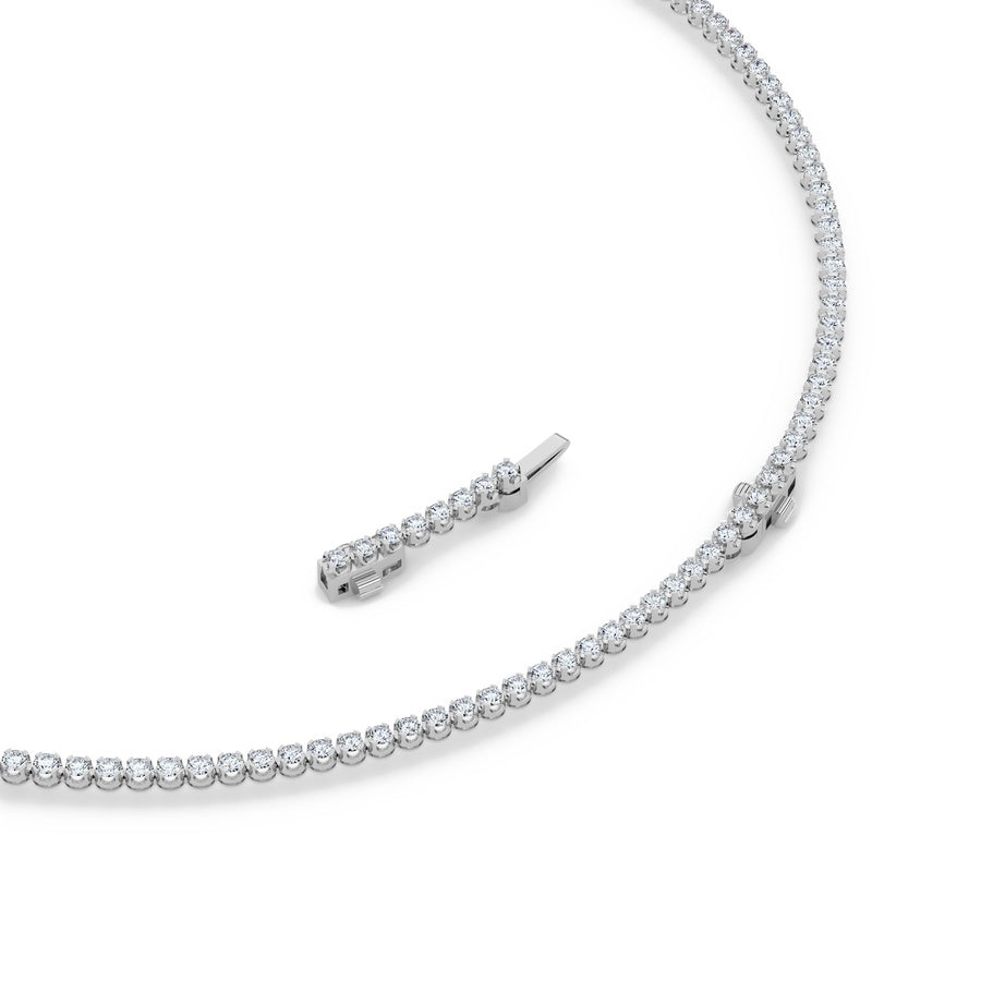 15Cttw Round Shaped Lab Grown Diamond (F/VS) Graduating Full Riviera Necklace in 14K Gold