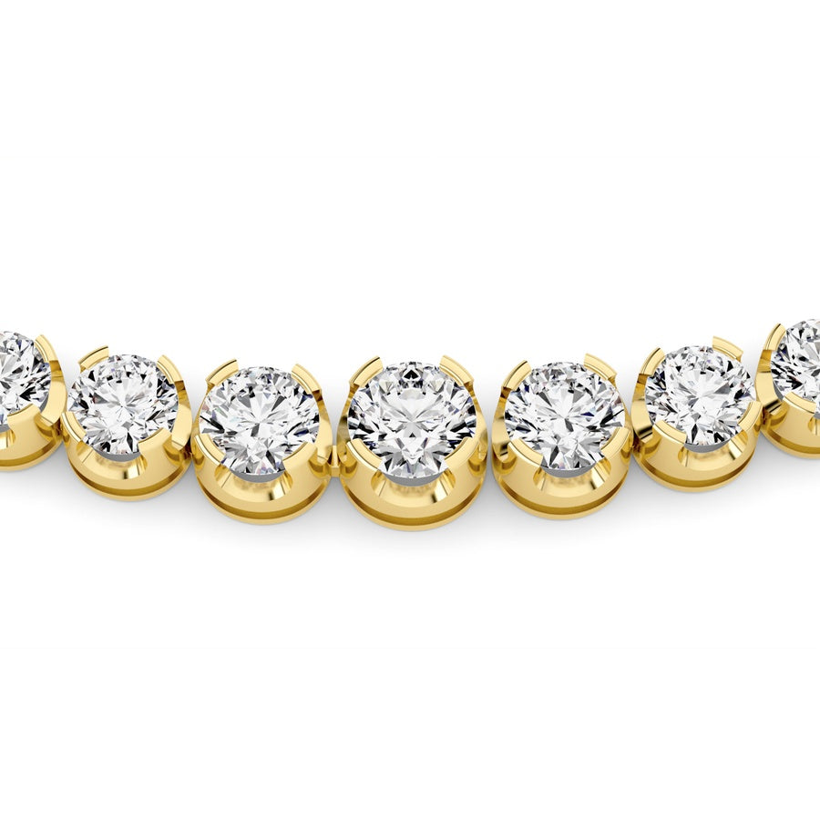 15Cttw Round Shaped Lab Grown Diamond (F/VS) Graduating Full Riviera Necklace in 14K Gold