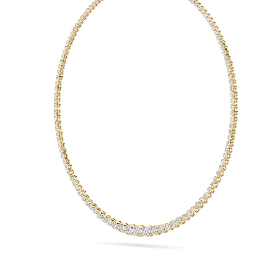 7Cttw Round Shaped Lab Grown Diamond (F/VS) Graduating Half Riviera Necklace in 14K Gold