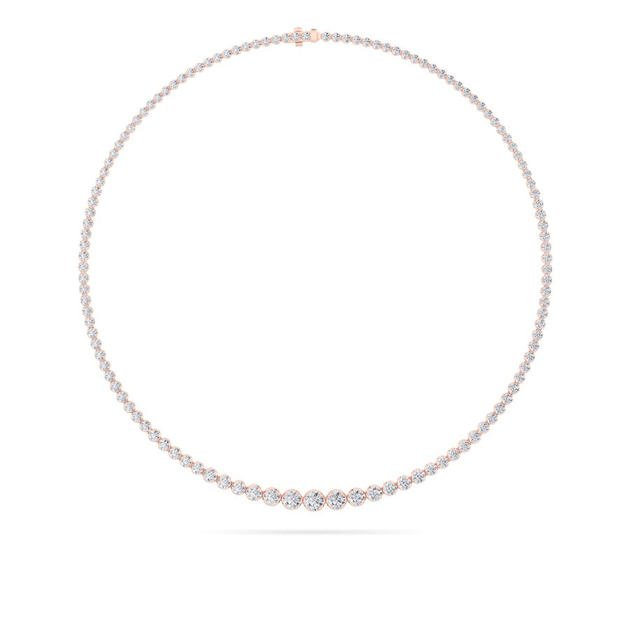 7Cttw Round Shaped Lab Grown Diamond (F/VS) Graduating Half Riviera Necklace in 14K Gold