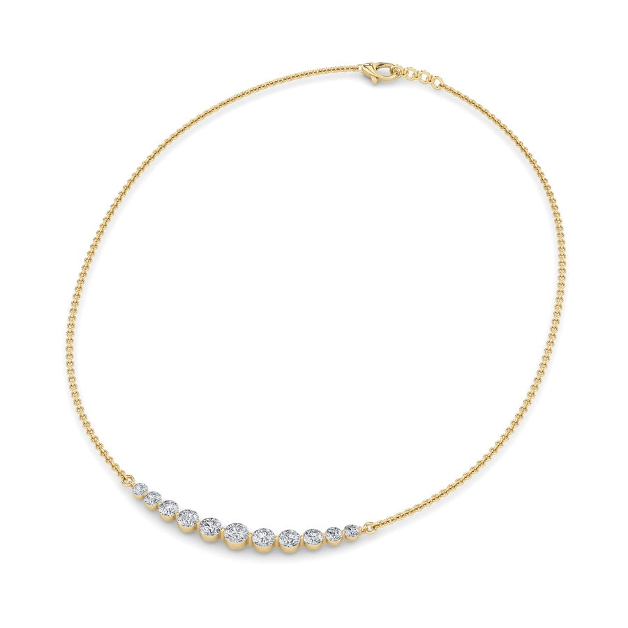 3Cttw Round Shaped Lab Grown Diamond (F/VS) Graduating half    Necklace in 14K Gold