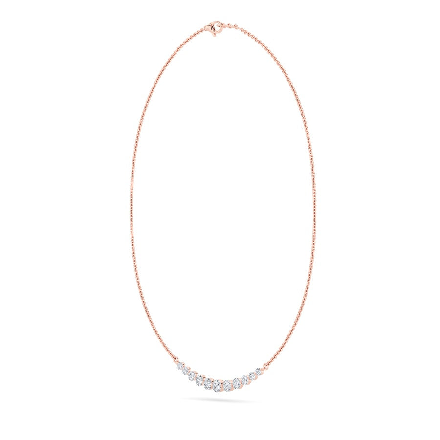 3Cttw Round Shaped Lab Grown Diamond (F/VS) Graduating half    Necklace in 14K Gold