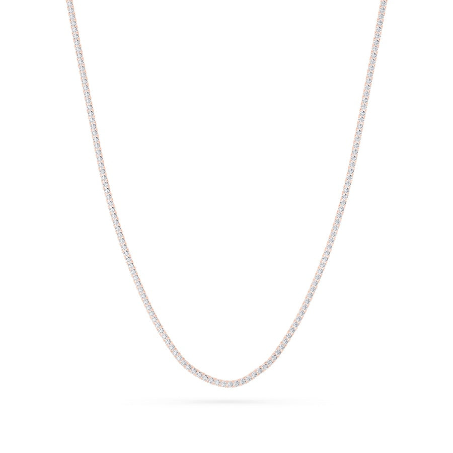 10Cttw Round Shaped Lab Grown Diamond (F/VS) Tennis Necklace in 14K White Gold