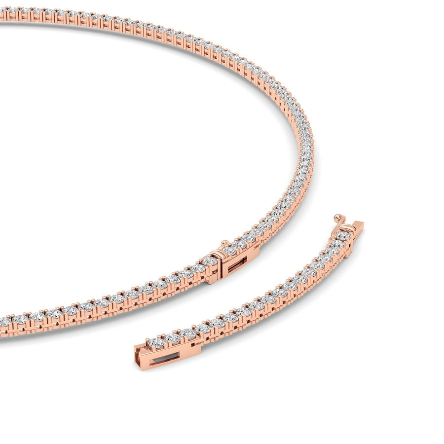 10Cttw Round Shaped Lab Grown Diamond (F/VS) Tennis Necklace in 14K White Gold