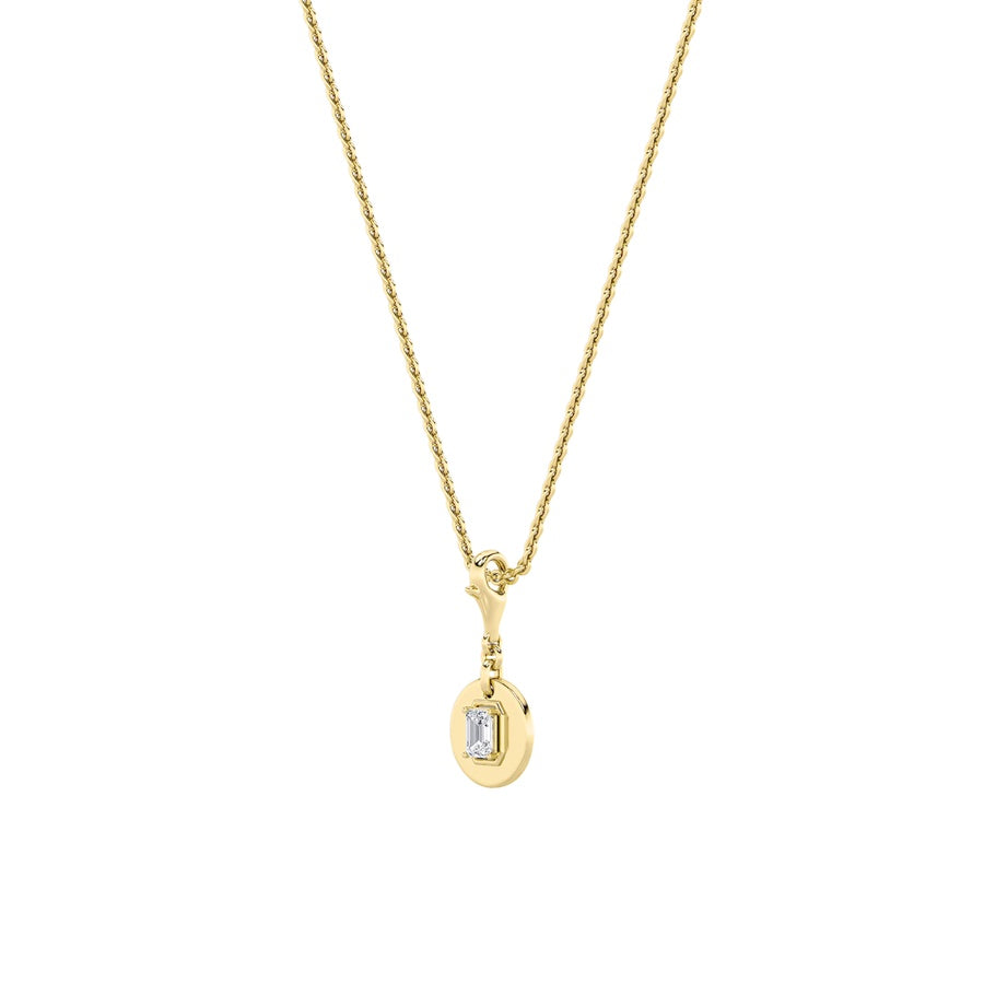 1Cttw Emerald Shaped Lab Grown Diamond (F/VS) DogTag Pendant in 14K Gold