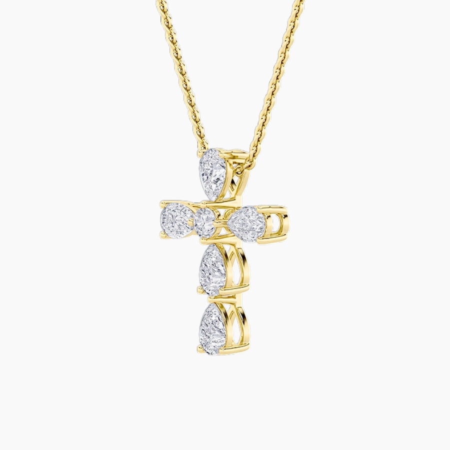 2.5Cttw Pear Shaped Lab Grown Diamond (F/VS) CrossPendant in 14K Gold
