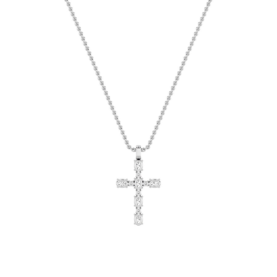 2Cttw Oval Shaped Lab Grown Diamond (F/VS) Cross Pendant in 14K Gold