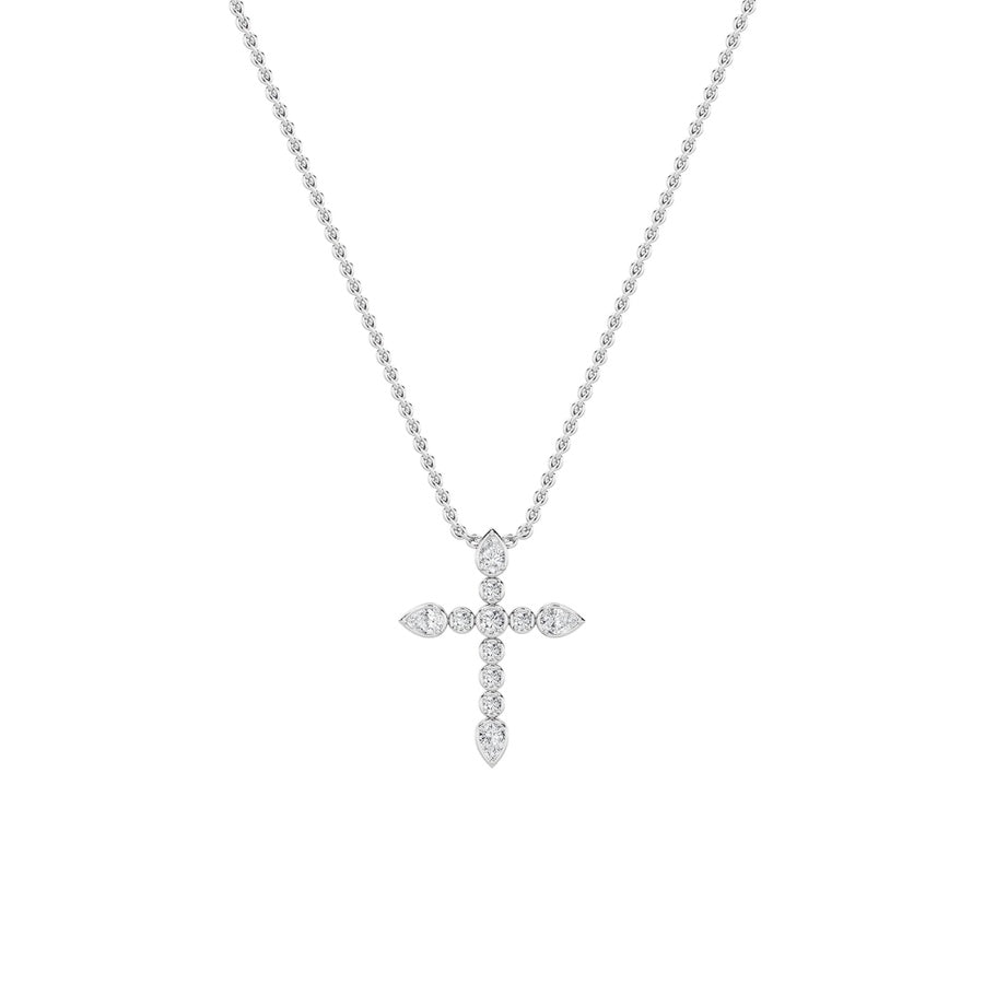 1.5Cttw Pear Shaped Lab Grown Diamond (F/VS) CrossPendant in 14K Gold