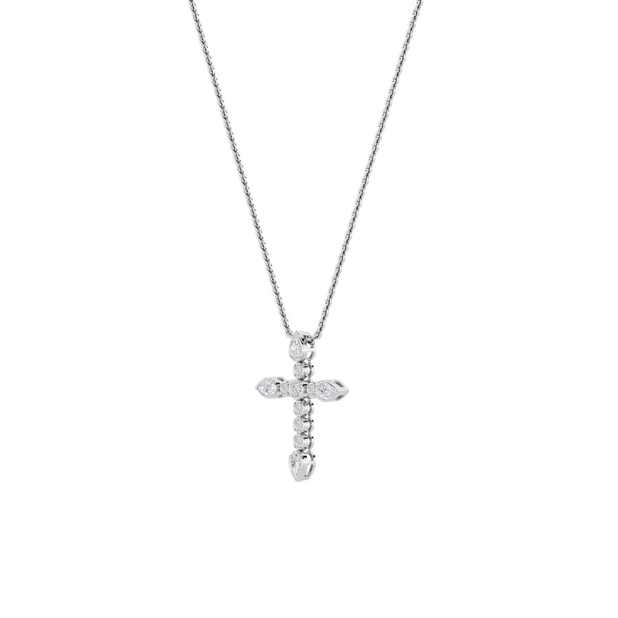 1.5Cttw Pear Shaped Lab Grown Diamond (F/VS) CrossPendant in 14K Gold