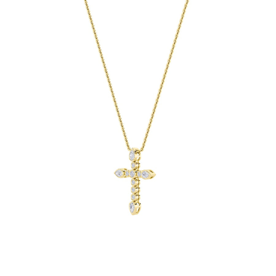 1.5Cttw Pear Shaped Lab Grown Diamond (F/VS) CrossPendant in 14K Gold