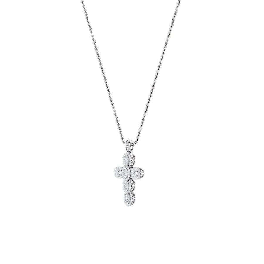 3Cttw Oval Shaped Lab Grown Diamond (F/VS) Cross Pendant in 14K Gold