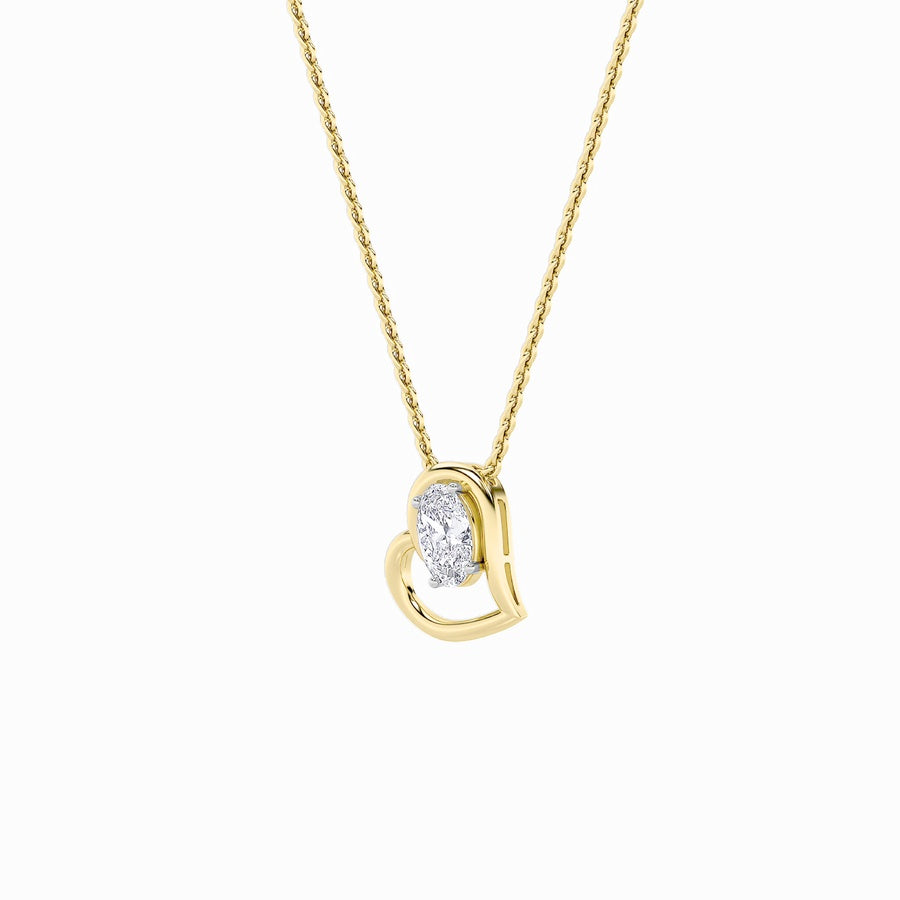 2Cttw Oval Shaped Lab Grown Diamond (F/VS) Heart Shaped Pendant in 14K Gold