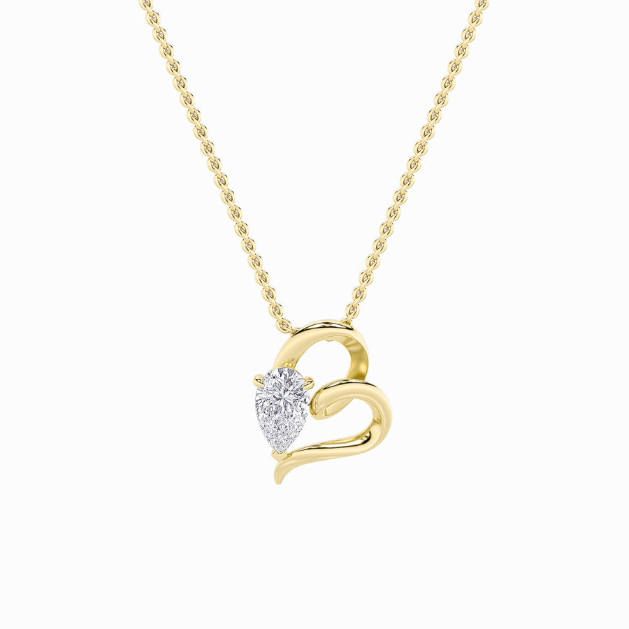 2Cttw Pear Shaped Lab Grown Diamond (F/VS) Heart Shaped Pendant in 14K Gold