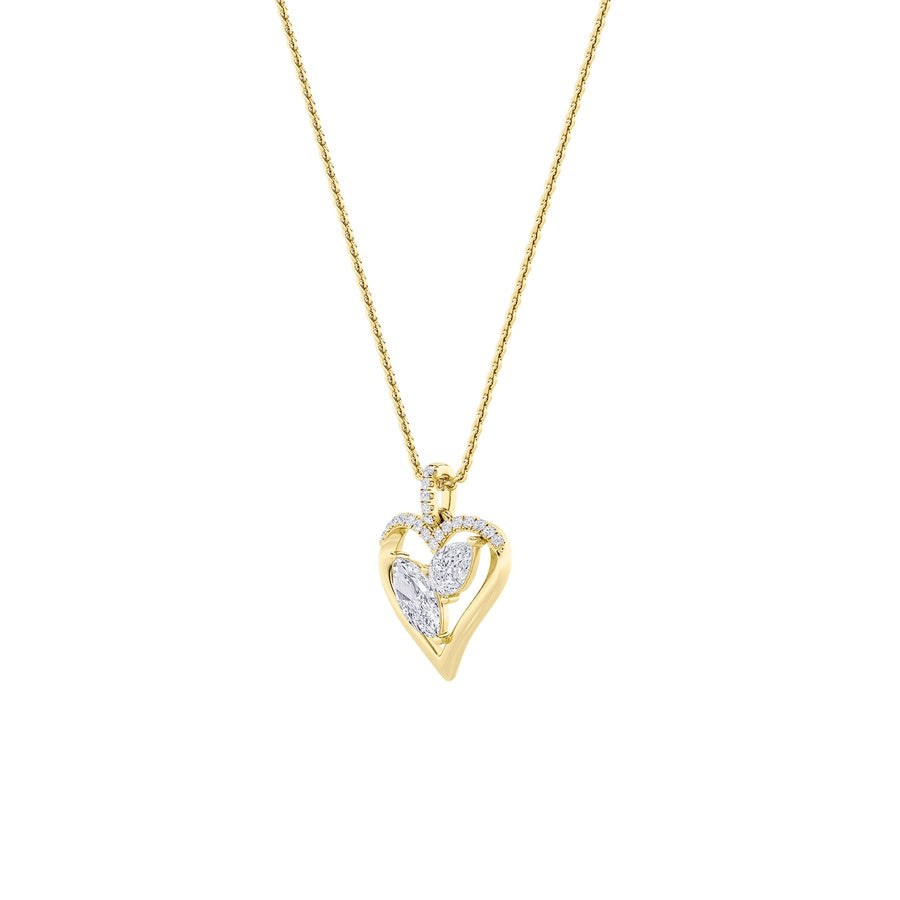 2.5Cttw Marquise Shaped Lab Grown Diamond (F/VS) Heart Shaped Pendant in 14K Gold