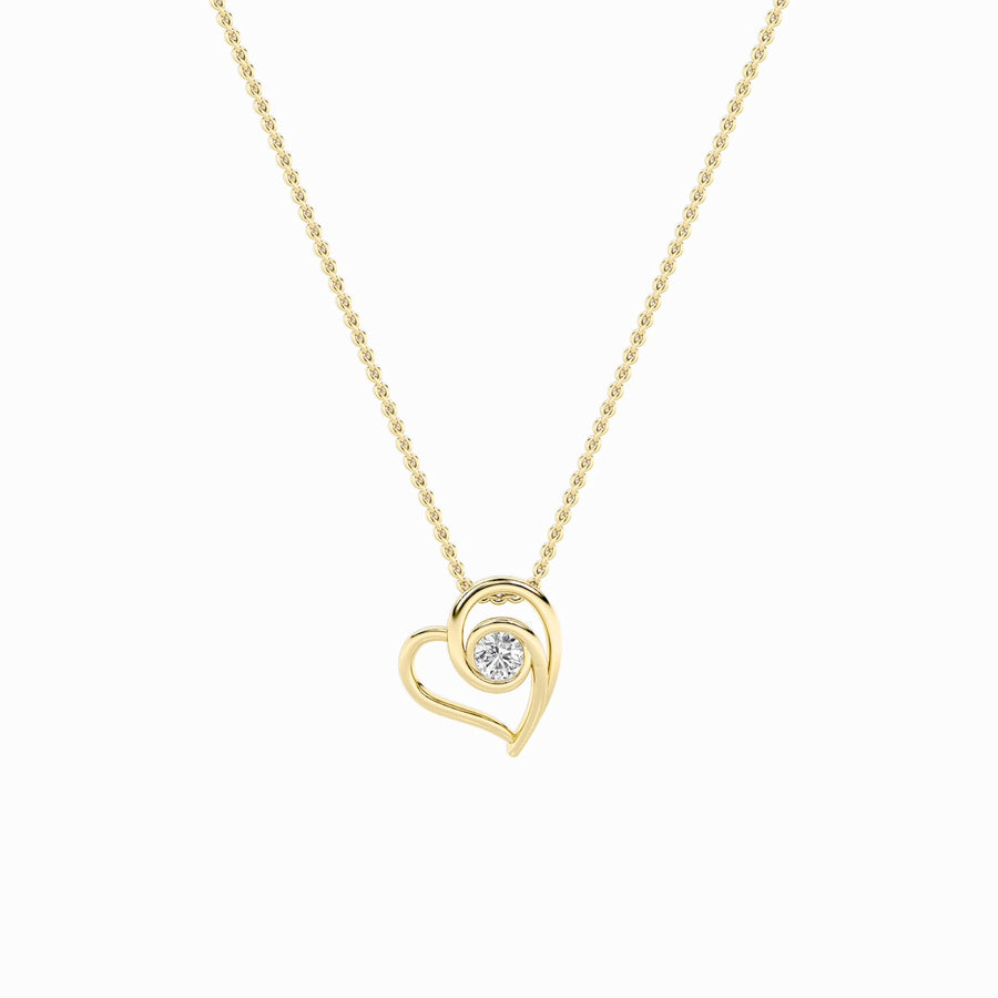 1Cttw Round Shaped Lab Grown Diamond (F/VS) HeartShaped Pendant in 14K Gold