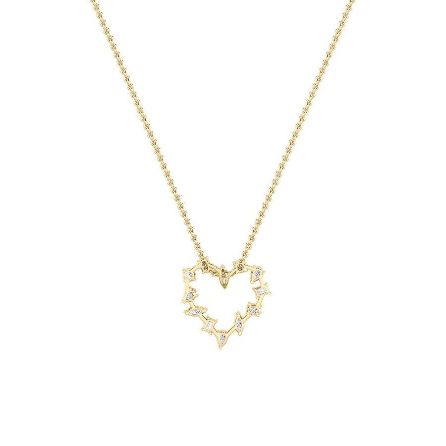 2.5Cttw Emerald Shaped Lab Grown Diamond (F/VS) Heart Shaped Pendant in 14K Gold