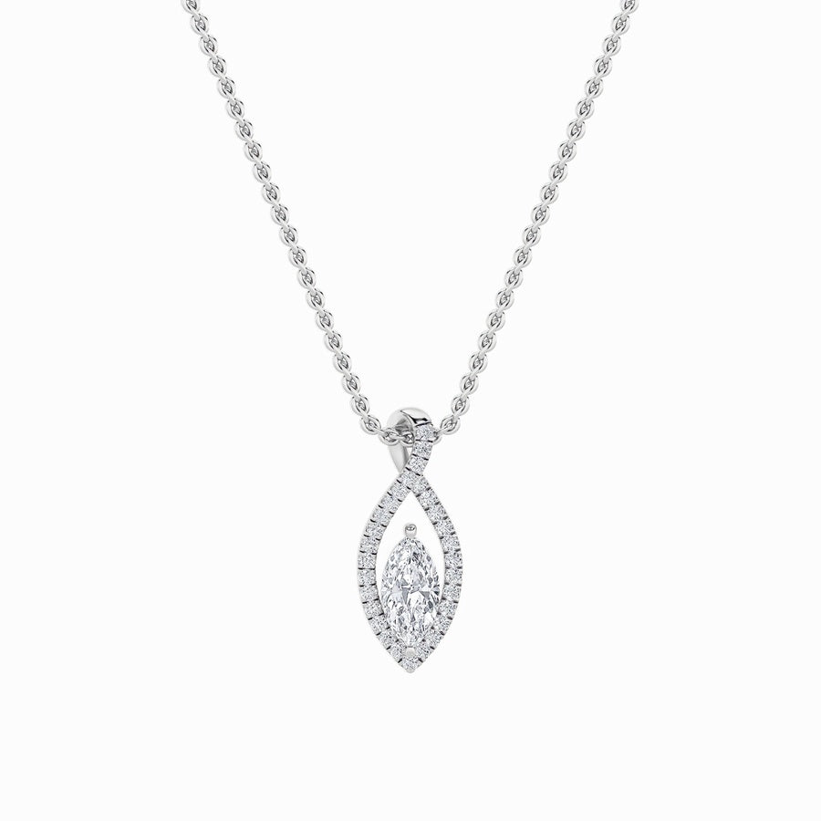 1.25Cttw Marquise Shaped Lab Grown Diamond (F/VS)Heart Shaped Pendant in 14K Gold