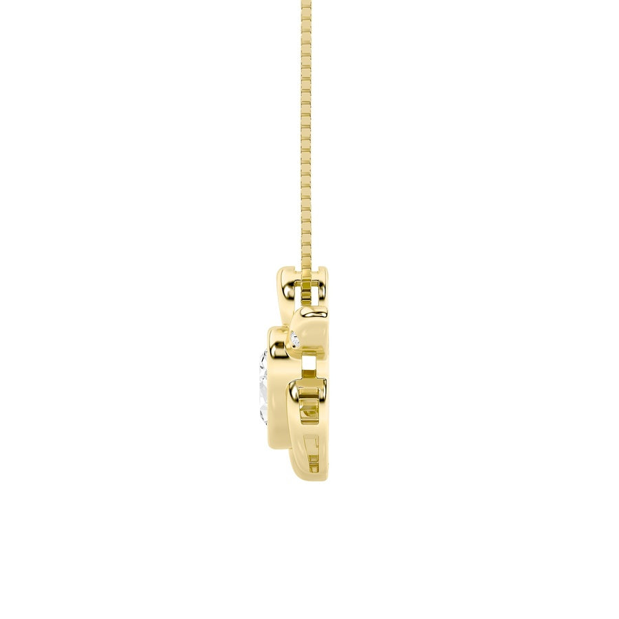 1.5Cttw Oval Shaped Lab Grown Diamond (F/VS) BezelSet Turtle Pendant in 14K Gold