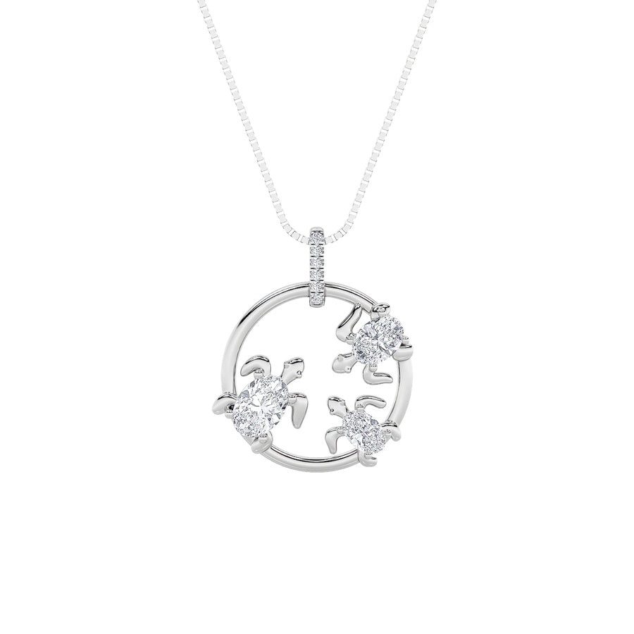 2Cttw Oval Shaped Lab Grown Diamond (F/VS) Baby Turtle Pendant in 14K Gold