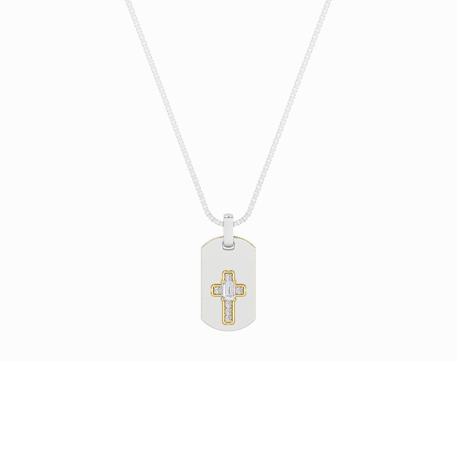 1Cttw Emerald Shaped Lab Grown Diamond (F/VS) DogTag Pendant in 14K Gold