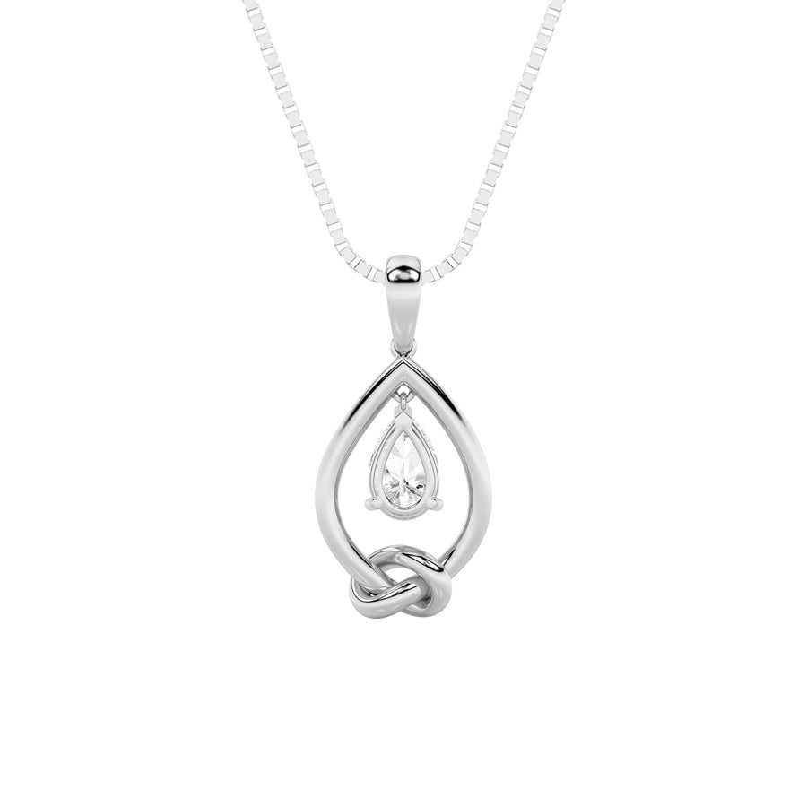 1Cttw Pear Shaped Lab Grown Diamond (F/VS) Solitaire Knot Pendant in 14K Gold