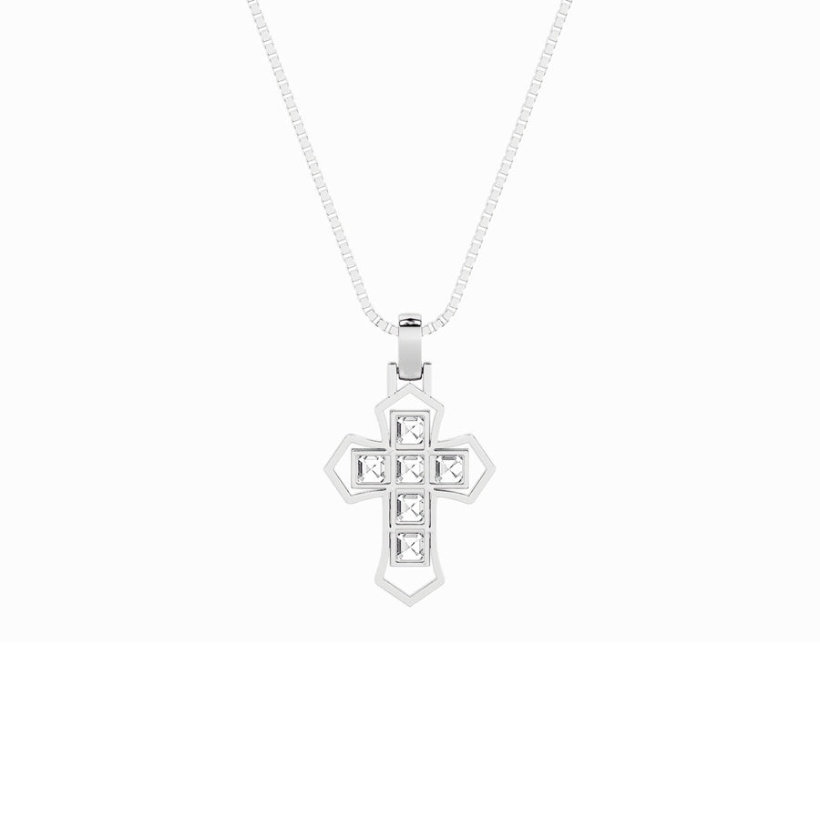 6Cttw Asscher Shaped Lab Grown Diamond (F/VS) Cross Pendant in 14K Gold