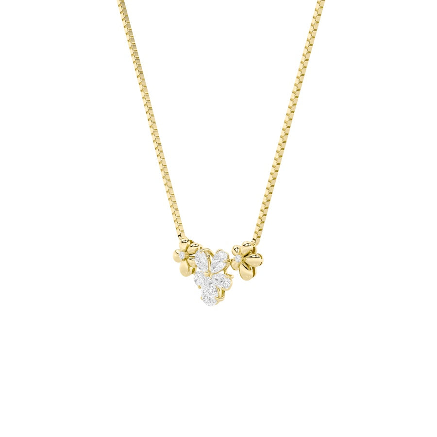 Pear Shape Fancy Flower Necklace lab grown diamond