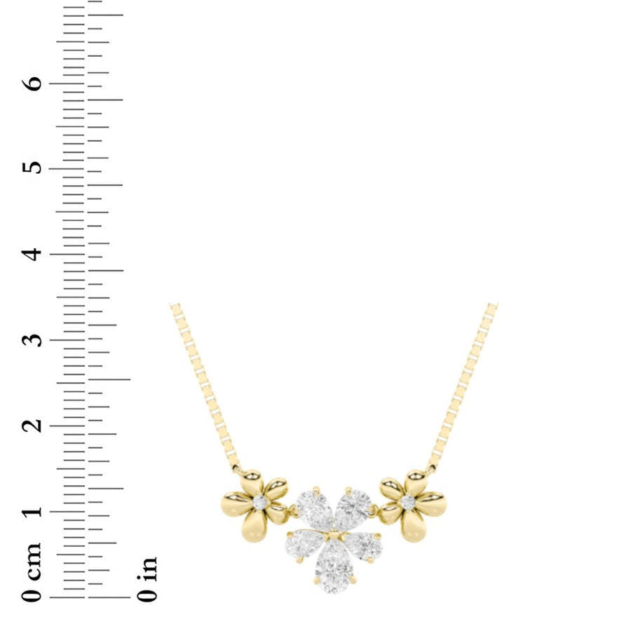 Pear Shape Fancy Flower Necklace lab grown diamond